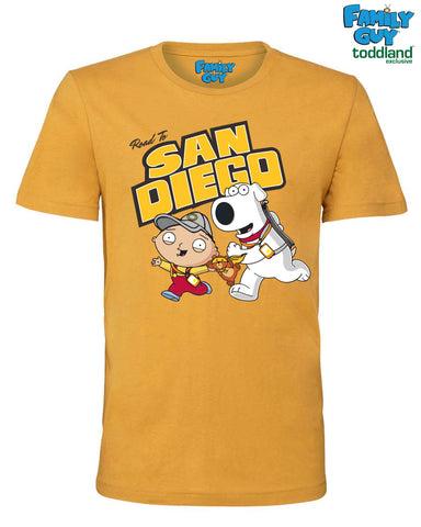 Family Guy - Road to San Diego Tee - Sportsball Mustard (PRE-ORDER: shipping week of 8/19/24)