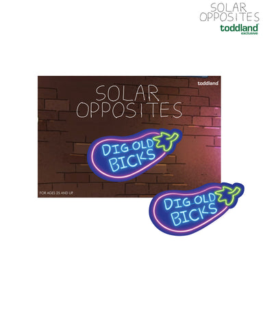 Solar Opposites - Dig Old Bicks printed enamel pin (PRE-ORDER: shipping week of 8/19/24)