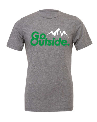 go outside tee - heather gray - "Go Outside" printed in bright green (mens/unisex)